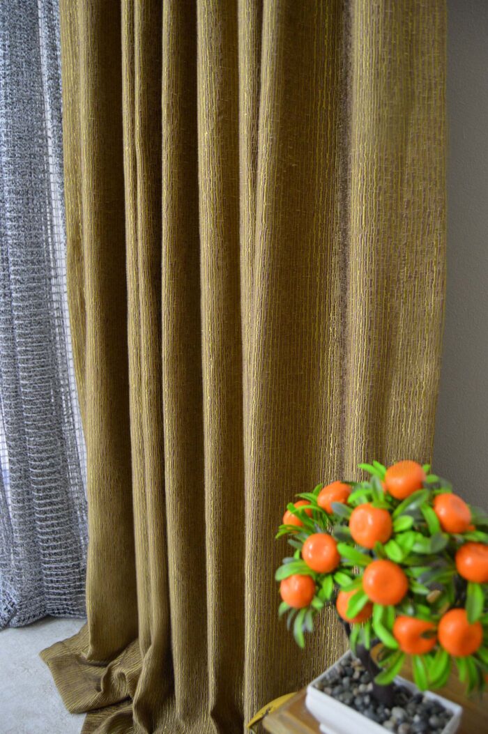 zeytin rengi fon perde modelleri