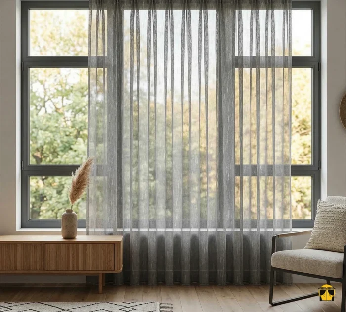 gri renkli keten tül perde fiyatları