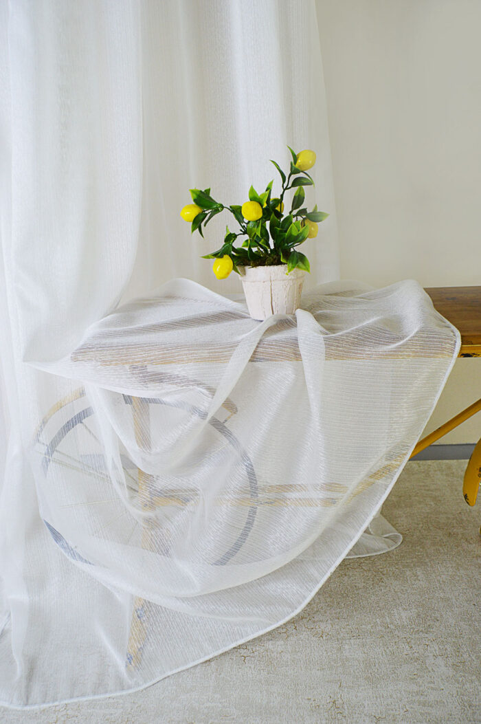 Sık Çizgili Ekru Krem Tül