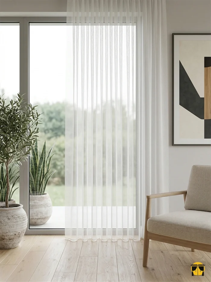 Krem Keten Tül Perde