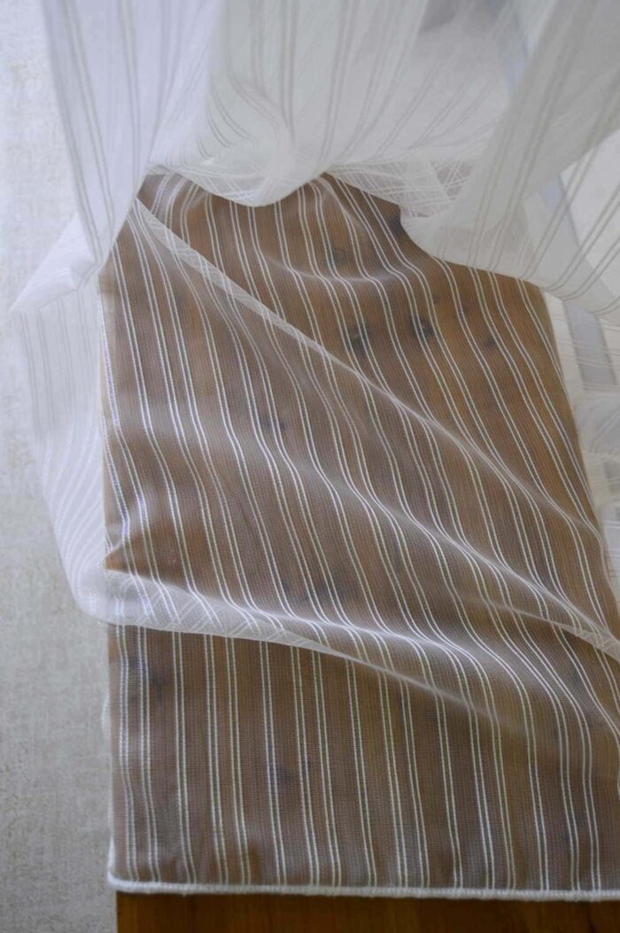 İkiz  Çizgili Tül Perde Krem - Ekru -8393