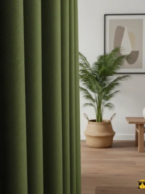 Fıstık yeşili keten fon perde modelleri