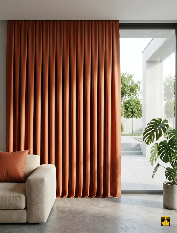 Kiremit rengi karartma fon perde