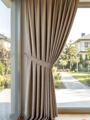 Krem renkli soft fon perde