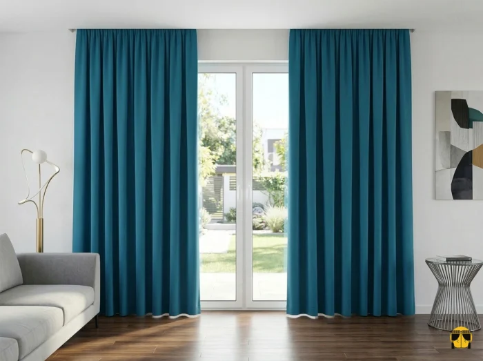 Mavi renkli fon perde modeli