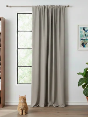 Kahverengi düz fon ucuz perde modelleri