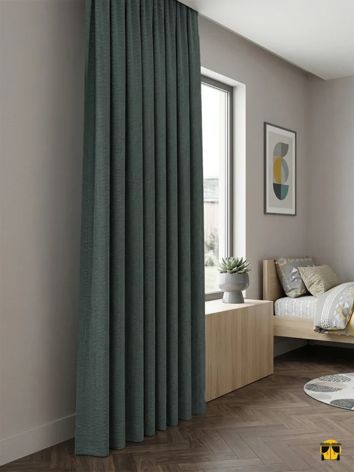 Salon için doğal mavi fon perde