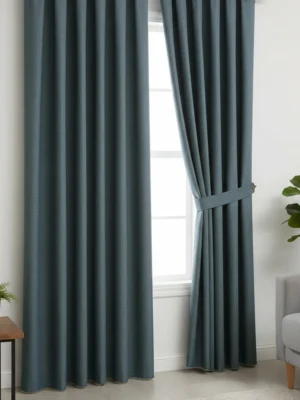 Mavi Demim dökümlü fon perde