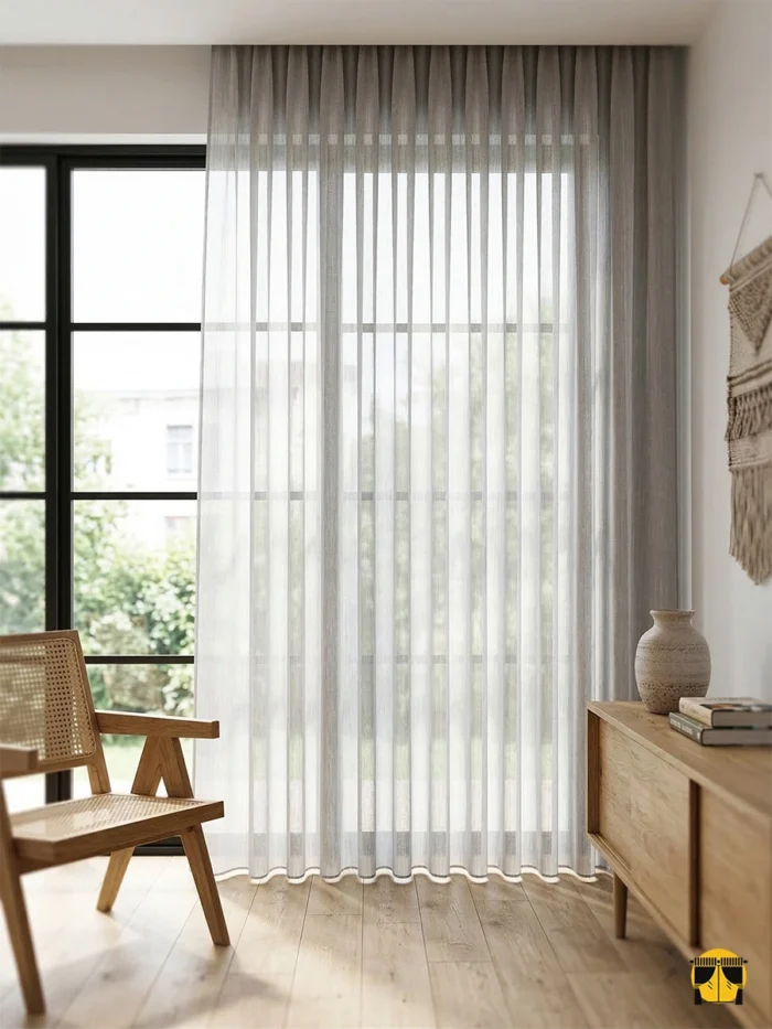 Açık gri tül perde modelelri