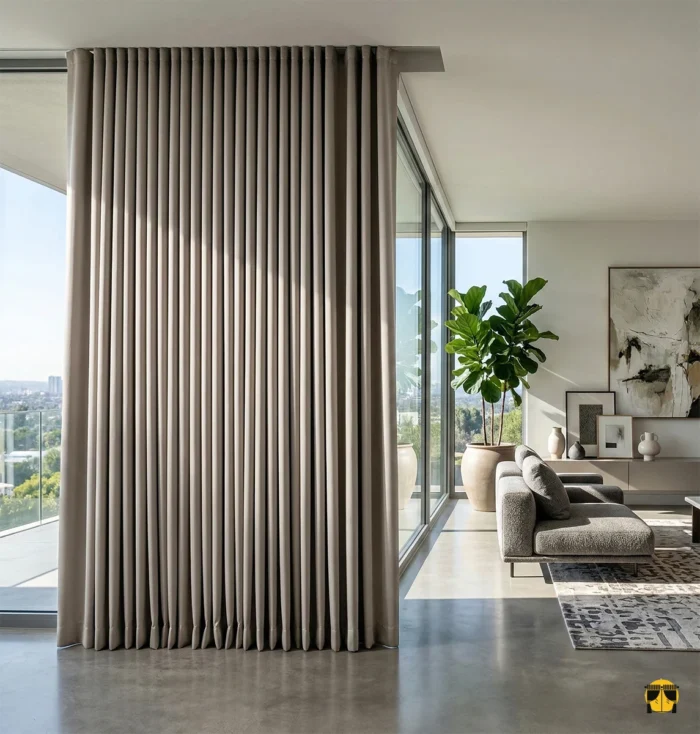 Açık kahve karartma fon perde modelleri