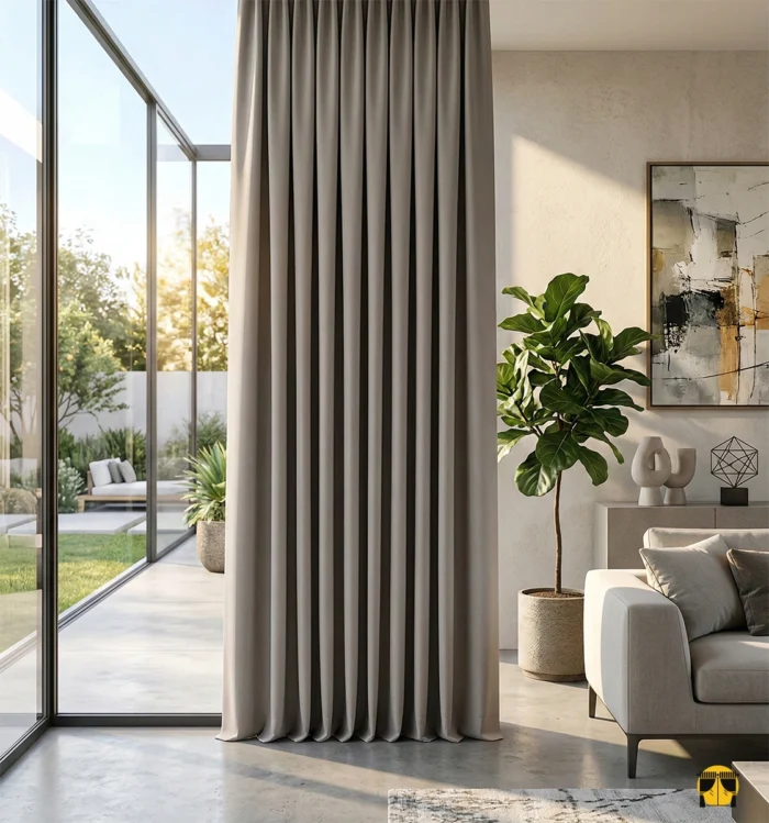 Gri Karartma Perde Blackout Çift Taraflı (Arka yüzü Vişne Kırmızı)