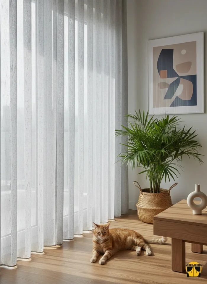 Lineto Gri  Keten Tül Perde Eskiz Desenli