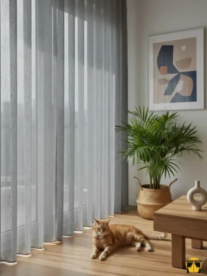 Salon keten tül perde modelleri gri renkli