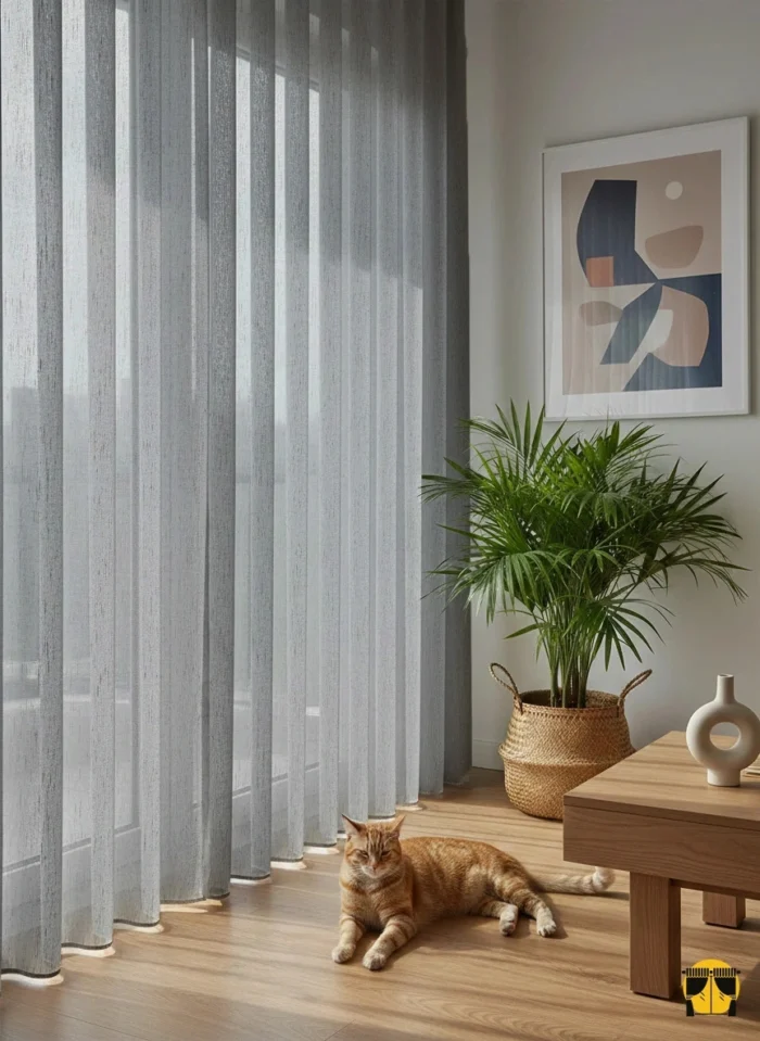 Salon keten tül perde modelleri gri renkli