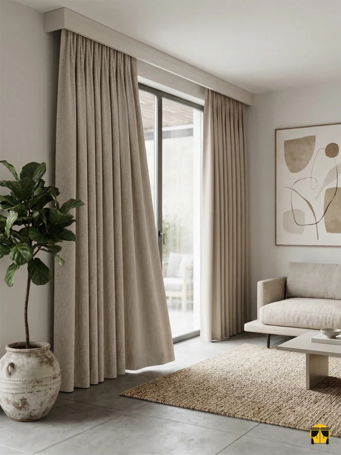 koyu krem fon perde modelleri