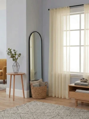 Kapodokya krem rengi düz krep perde