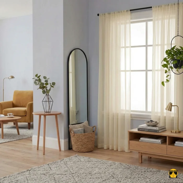 Kapodokya krem rengi düz krep perde