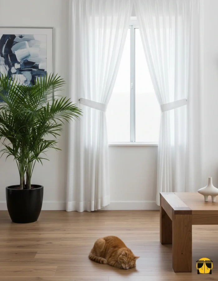 Krem renkli fon perde