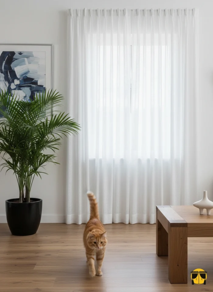 Krem renkli fon perde