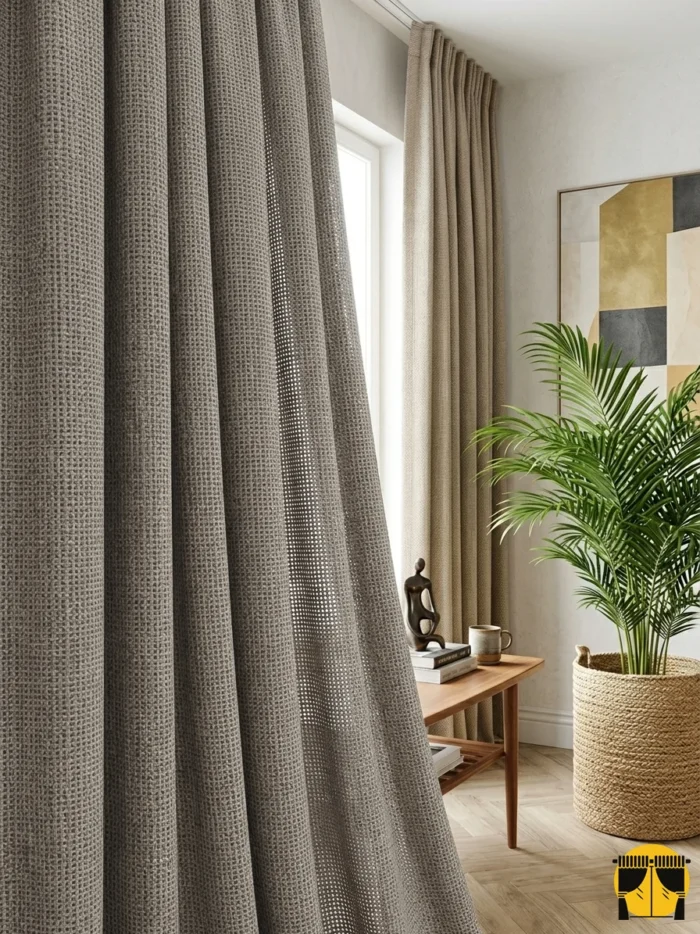 Işık ve Atmosfer: "Boemo sütlü kahve kadife fon perdenin mat yüzeyinde oluşan yumuşak ışık kırılmaları ve oda içerisinde yarattığı sıcak, kremsi ve huzurlu derinlik."