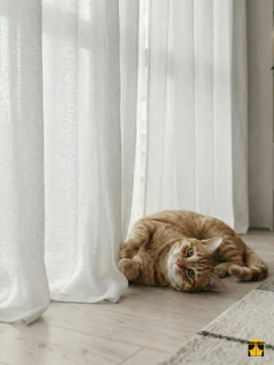 İnci parıltılı krem renkli fon perde