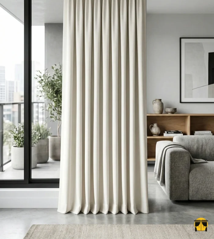 Çapraz dokuma liflerinin yarattığı zengin yüzeyiyle, modern bir salonun atmosferini anında değiştiren tok dökümlü Linteno krem fon perd