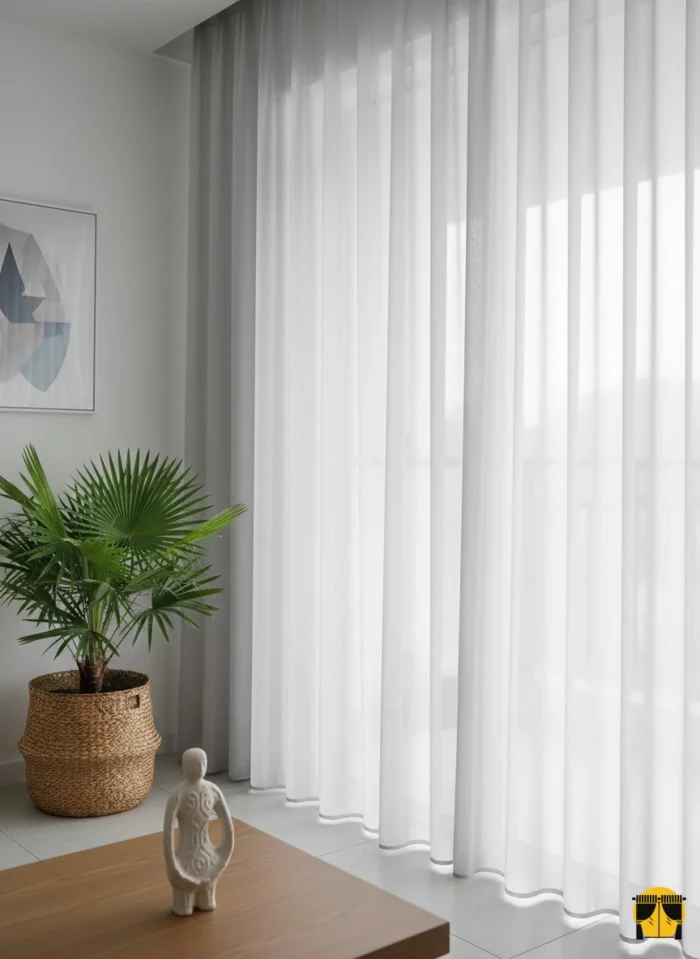 Açık gri krep tül perde