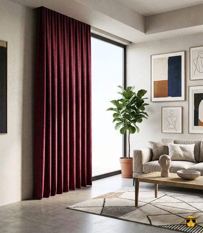 Modern bir genç odasında veya yatak odasında, güneş ışığını tamamen bloke ederek huzurlu bir uyku ortamı yaratan, dökümlü ve canlı fuşya blackout fon perde