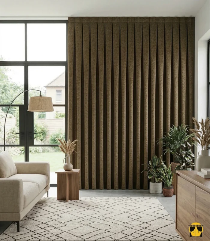 Nirva Hasır Keten Fon Perde Sepia Kahverengi