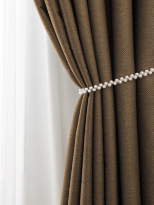 Nirva Hasır Keten Fon Perde Kahverengi