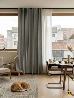 koyu bej keten vizon perde