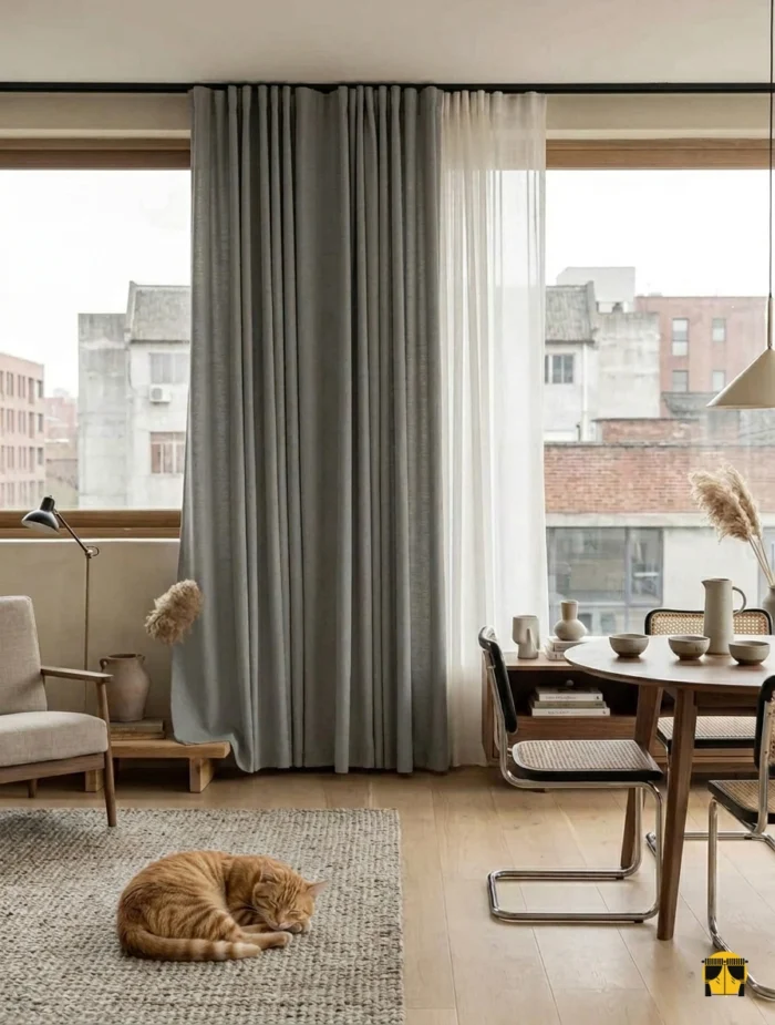 koyu bej keten vizon perde