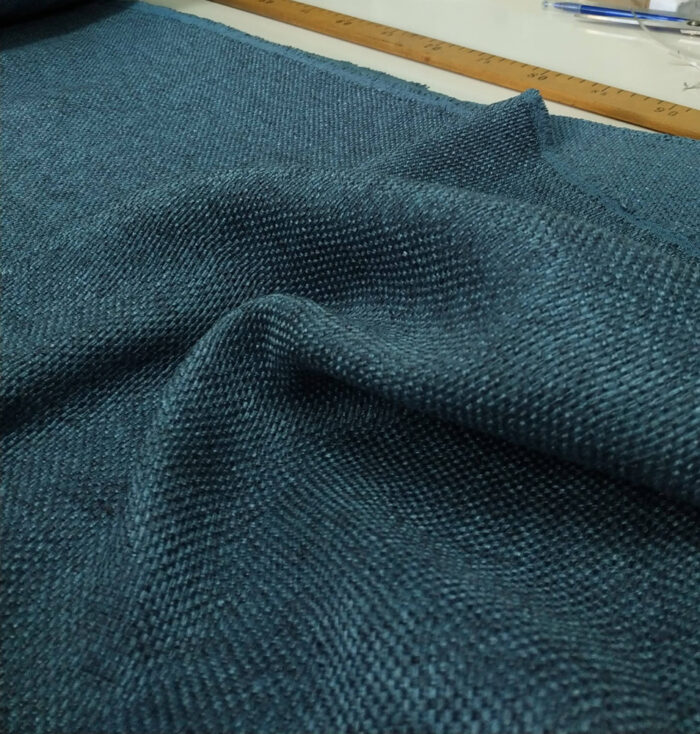 Mavi hasır keten fon perde modelleri