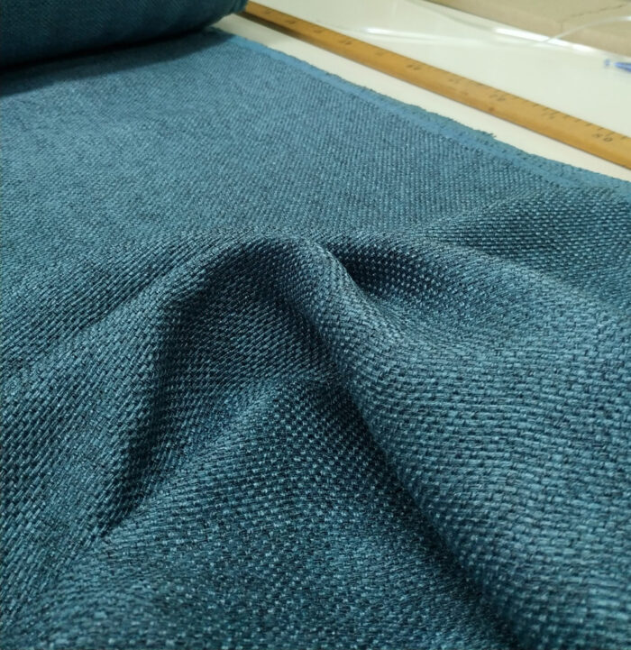 Mavi hasır keten fon perde modelleri