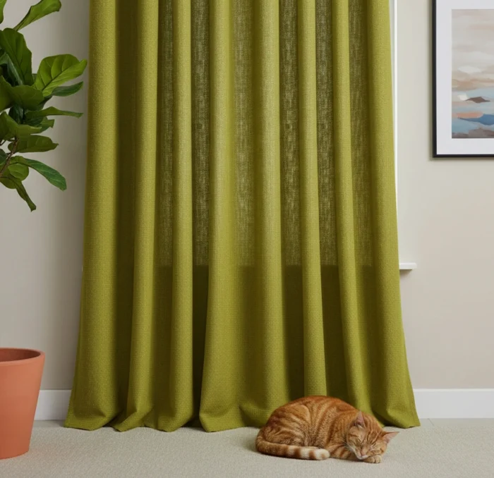 Evinizin salonuna renk katacak yeşil fon perde