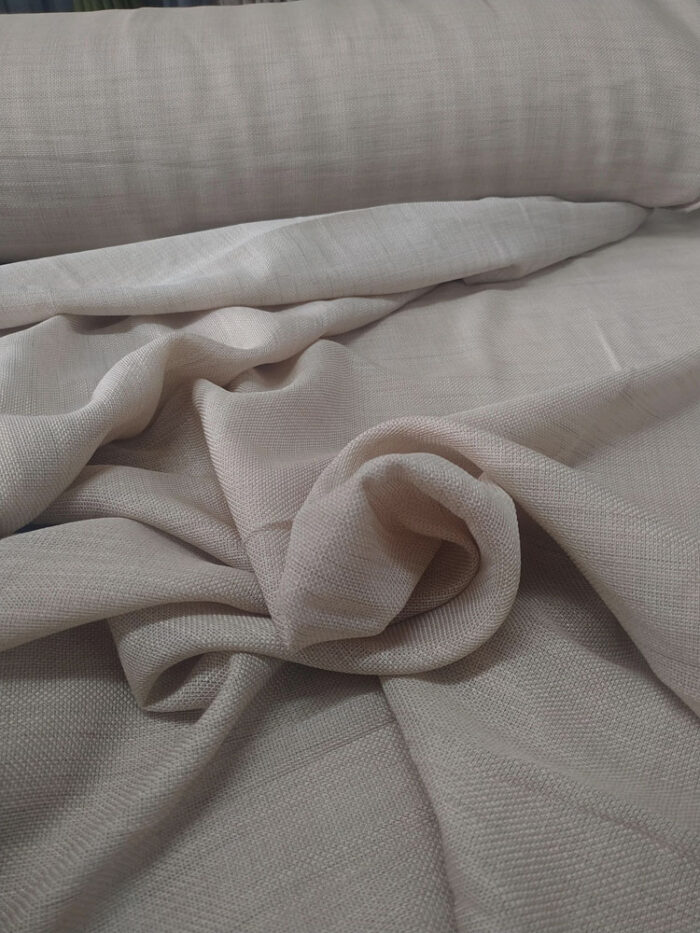 Koyu bej keten tül perde