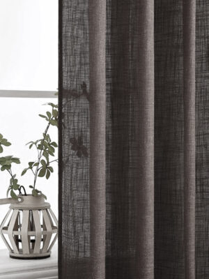 keten kahverengi keten tül perde modelleri