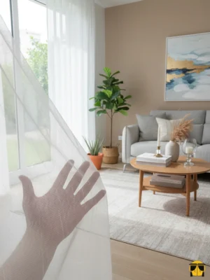 Ekru rengi keten salon tül perde fiyatları