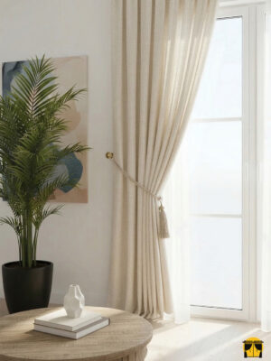 Falto Koyu Krem Keten Fon Perde