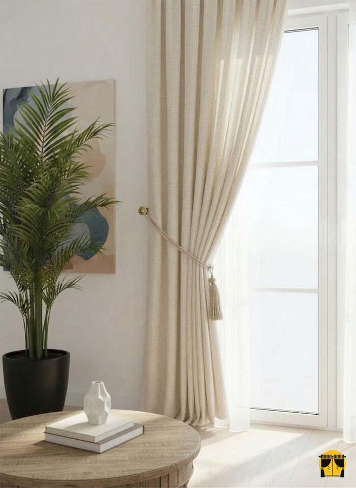 Falto Koyu Krem Keten Fon Perde