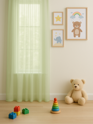 Yeşil rengi çocuk odası perdesi