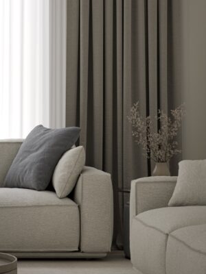 kahve keten fon perde