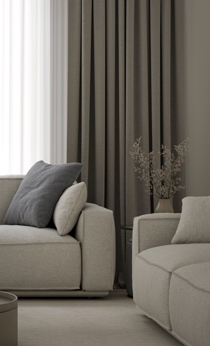 kahve keten fon perde