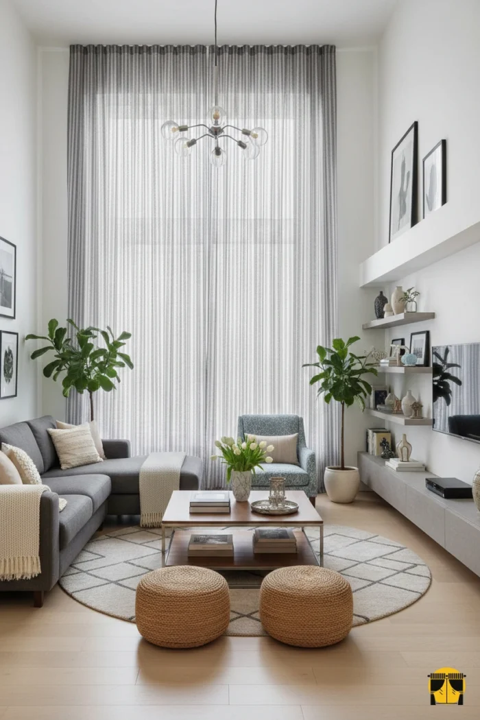 Şık modern salon tül perdesi