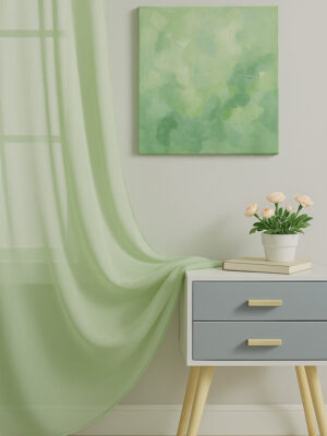 rustik perde fikirleri yeşil tül perde