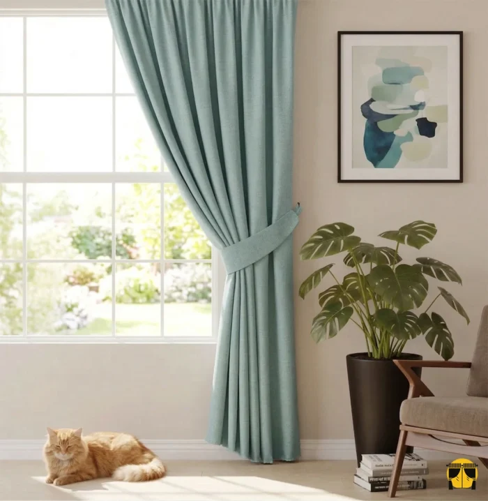 Lives Mint Yeşili Keten  Fon Perde