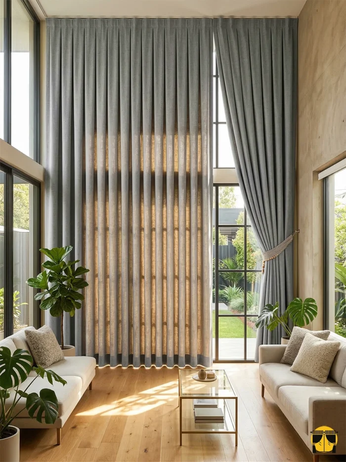 Keten ince fon perde kahverengi