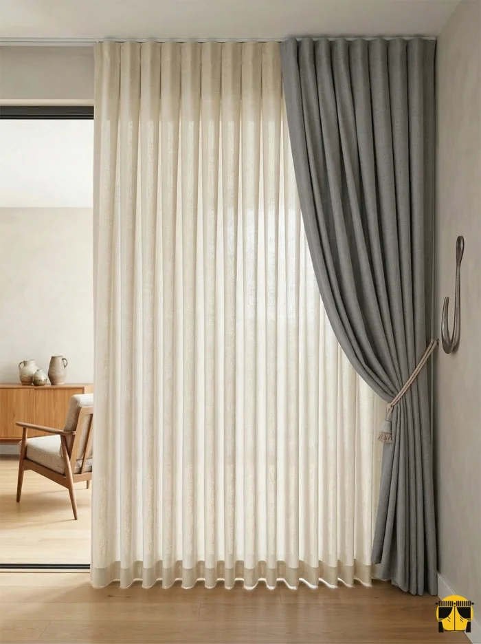 Kahverengi fon perde keten