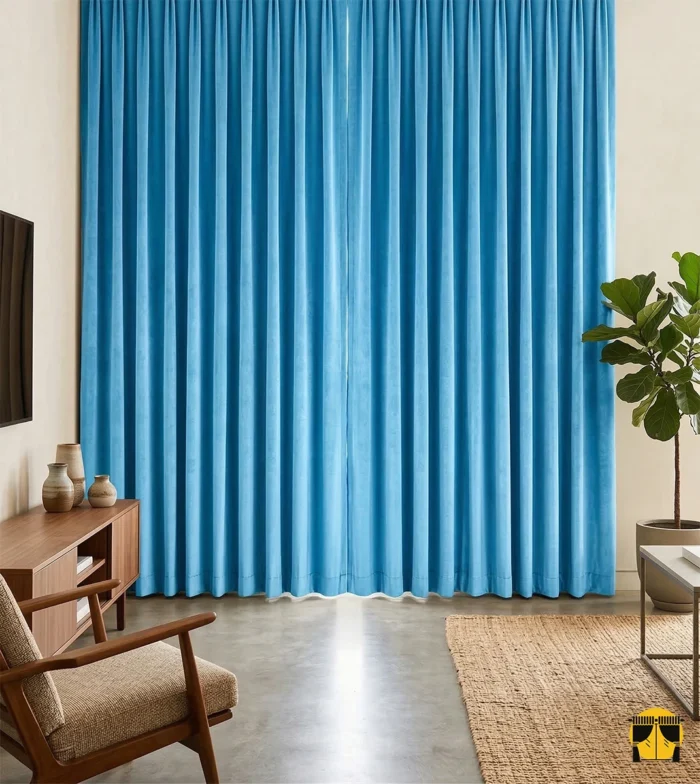 Paco serisinin turkuaz tonundaki mat dokumasını ve ketensi lif yapısını sergileyen yakın plan çekimi; kumaşın kaliteli dökümü ve renk doygunluğu