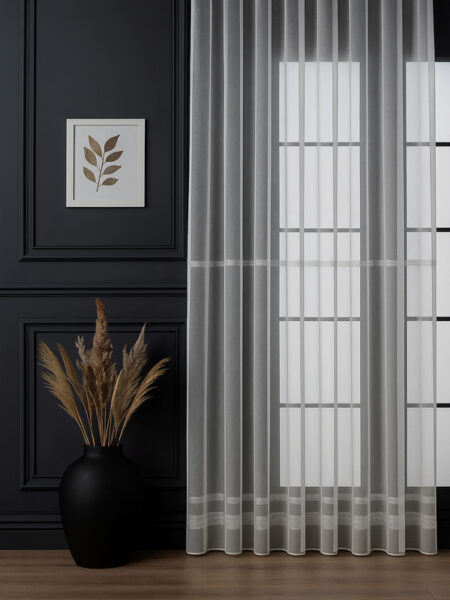 Gri Panama Keteni Tül Perde